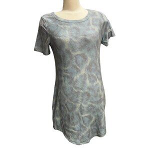 Chaser NWT Snake Skin Short Sleeve Sweater Dress Sz Small Womens Blue Green Soft